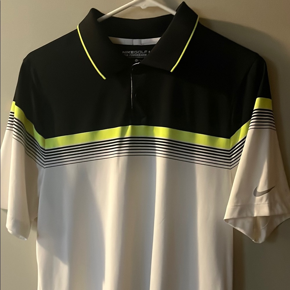 Nike Men's Black and White Golf Shirt